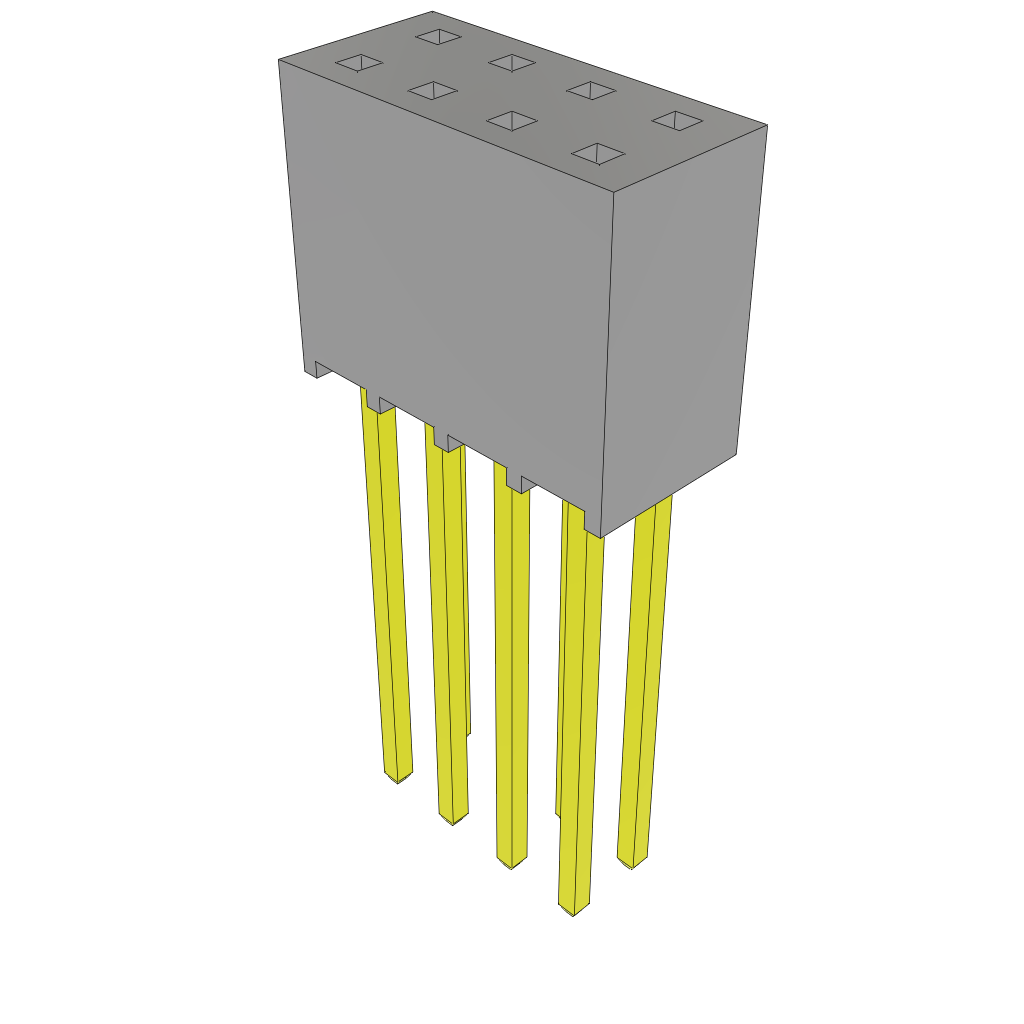 Samtec-SSQ-104-04-S-D Steckverbinderleisten und Leiterplattenbuchsen Conn Socket Strip SKT 8 POS 2.54mm Solder ST Top Entry Thru-Hole Bulk