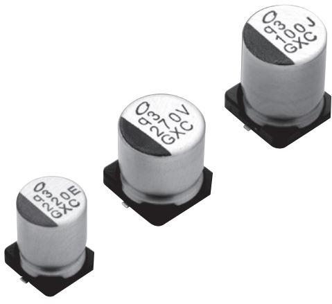 Nichicon-GXC1J101MCQ1GS Capacitor de polímero de aluminio Cap Aluminum Polymer 100uF 63VDC 20%( 10 X 12.5mm) SMD 0.017 Ohm 4.6A 4000h 135°C Automotive AEC-Q200