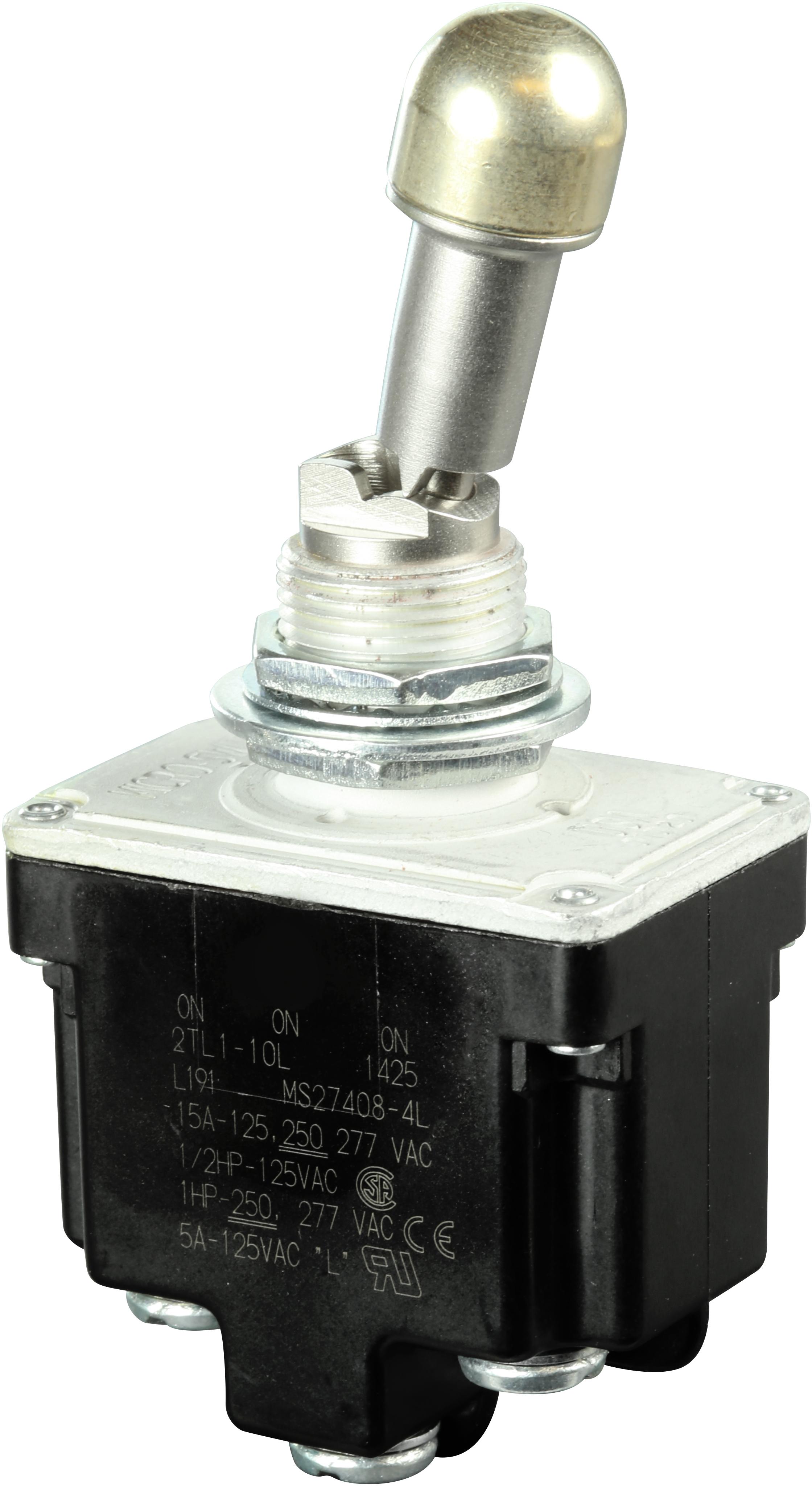 Honeywell-2TL1-10L Switch Toggle Switch Toggle ON ON ON SP3T Locking Lever Screw 20A 277VAC 250VDC 745.7VA Panel Mount with Threads
