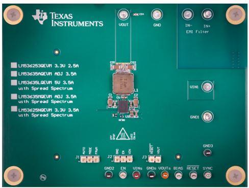 Texas Instruments-LM53635MQEVM Power Management Development Boards and Kits LM53635MQRNLRQ1 DC to DC Converter and Switching Regulator Chip 5V Output Evaluation Board