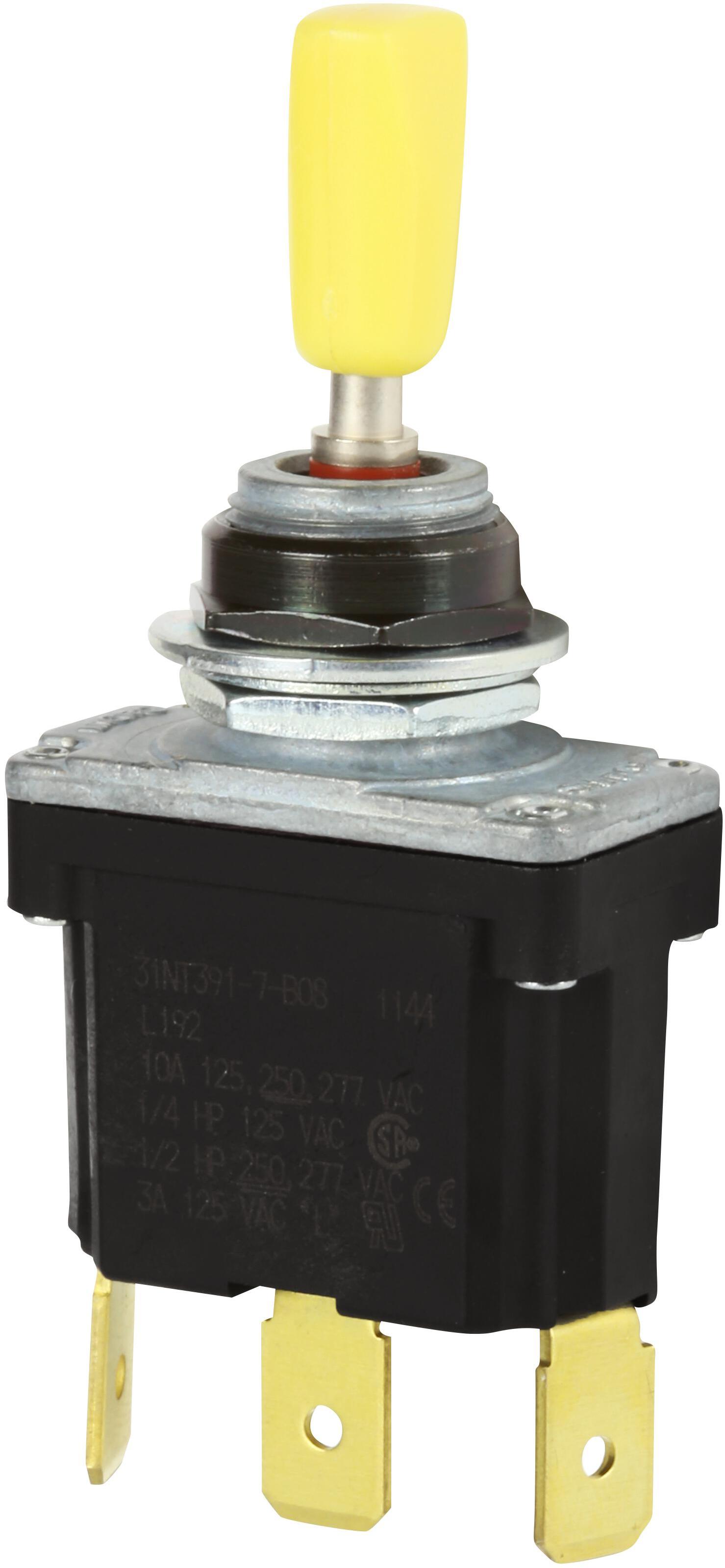 Honeywell-31NT391-7-B08 Switch Toggle Switch Toggle (ON) OFF (ON) SPDT Round Lever Quick Conn 10A 277VAC 372.85VA Panel Mount with Threads