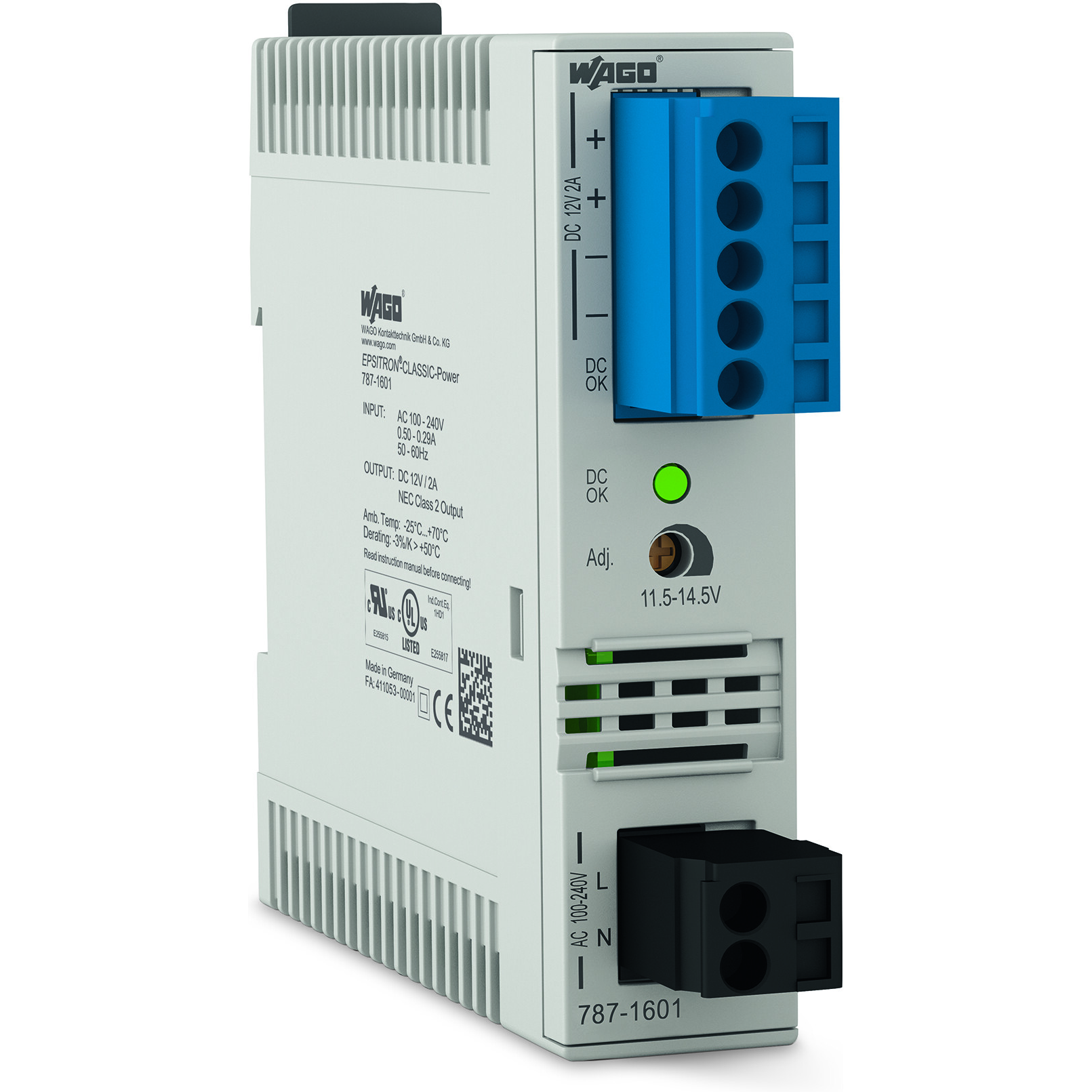 WAGO-787-1601 AC-DC-Spannungsversorgung AC/DC Power Supply Single-OUT 12V 2.1A 24W Box