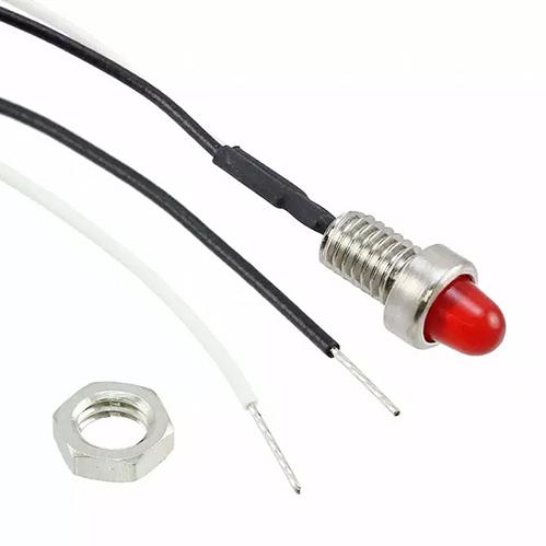 VCC (Visual Communications Company, LLC)-6039-004-304R-A Panel Mount Indicators Panel Mount Indicator Round 0.193" LED 2.0V Wire Deep Red