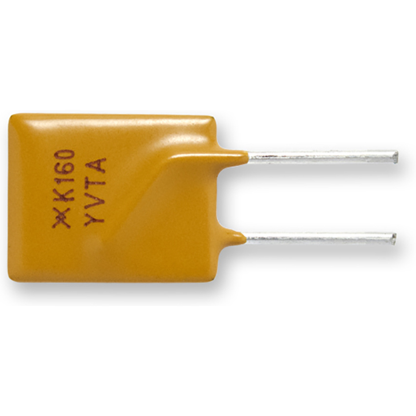 Littelfuse-RKEF160 PTC, rückstellbare Sicherung PTC Resettable Fuse 1.6A(hold) 3.2A(trip) 60V 40A 2.4W 9s 0.1Ohm Radial 12.2 X 3.81 X 18.3mm Bag