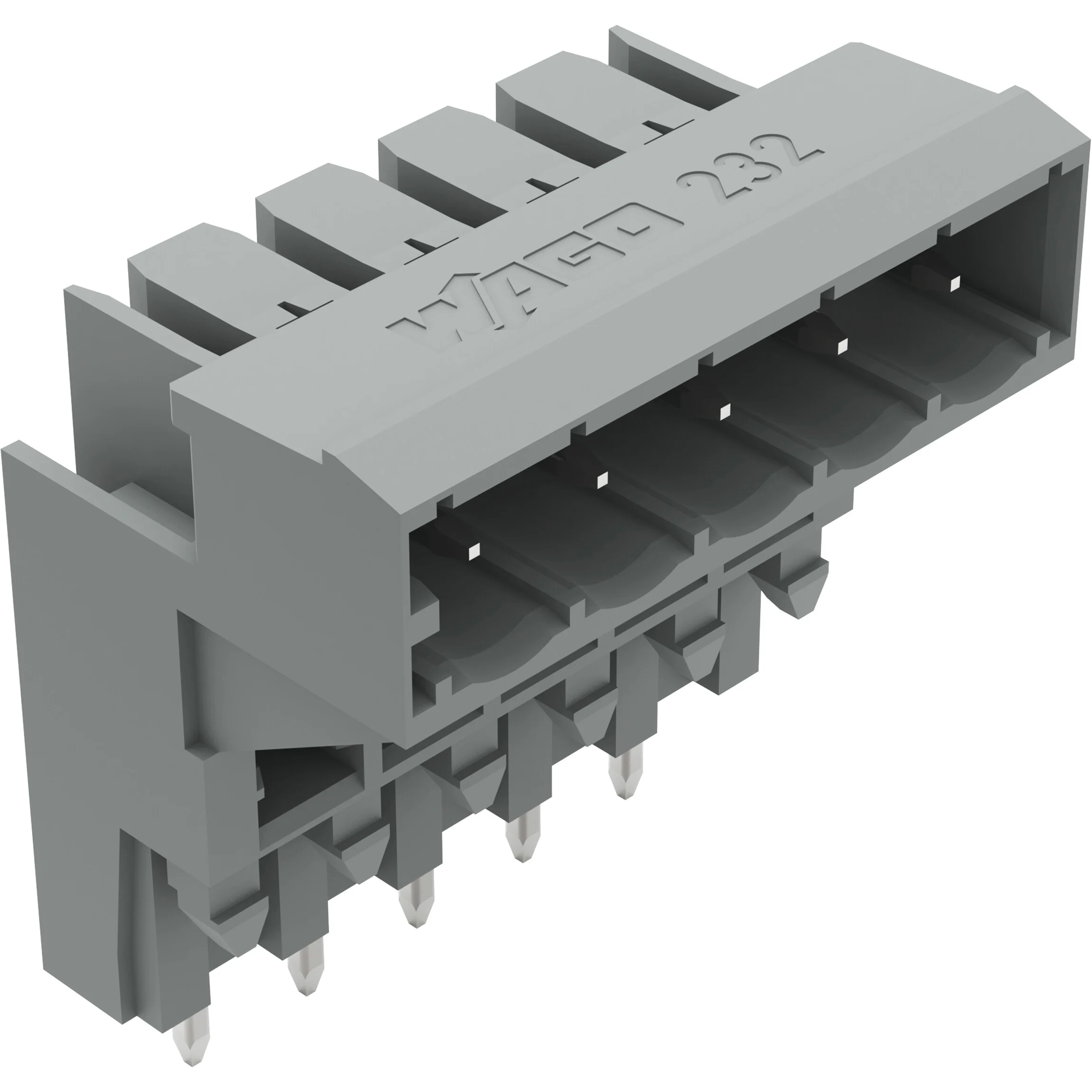 WAGO-232-335 Connector Headers and PCB Receptacles Conn Shrouded Header (4 Sides) HDR 5 POS 5mm Solder RA Side Entry Thru-Hole Box