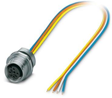 PHOENIX CONTACT-1027686 Andere Kabelbaugruppen Sensor/actuator panel-mount connector, 4-pos., M12 push-pull, D-coded, front wall/screw mounting with M16 thread, with straight solder connection