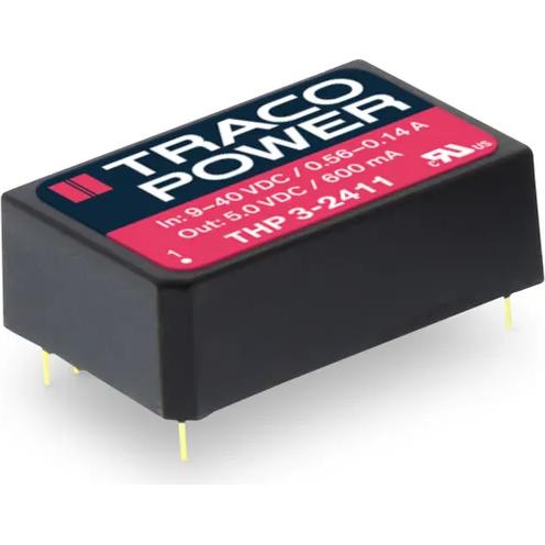 TRACO Electronic AG-THP 3-4812 DC/DC-Wandler und Spannungsreglermodul Module DC-DC 48VIN 1-OUT 12V 0.125A/-0.125A 3W 5-Pin DIP Module