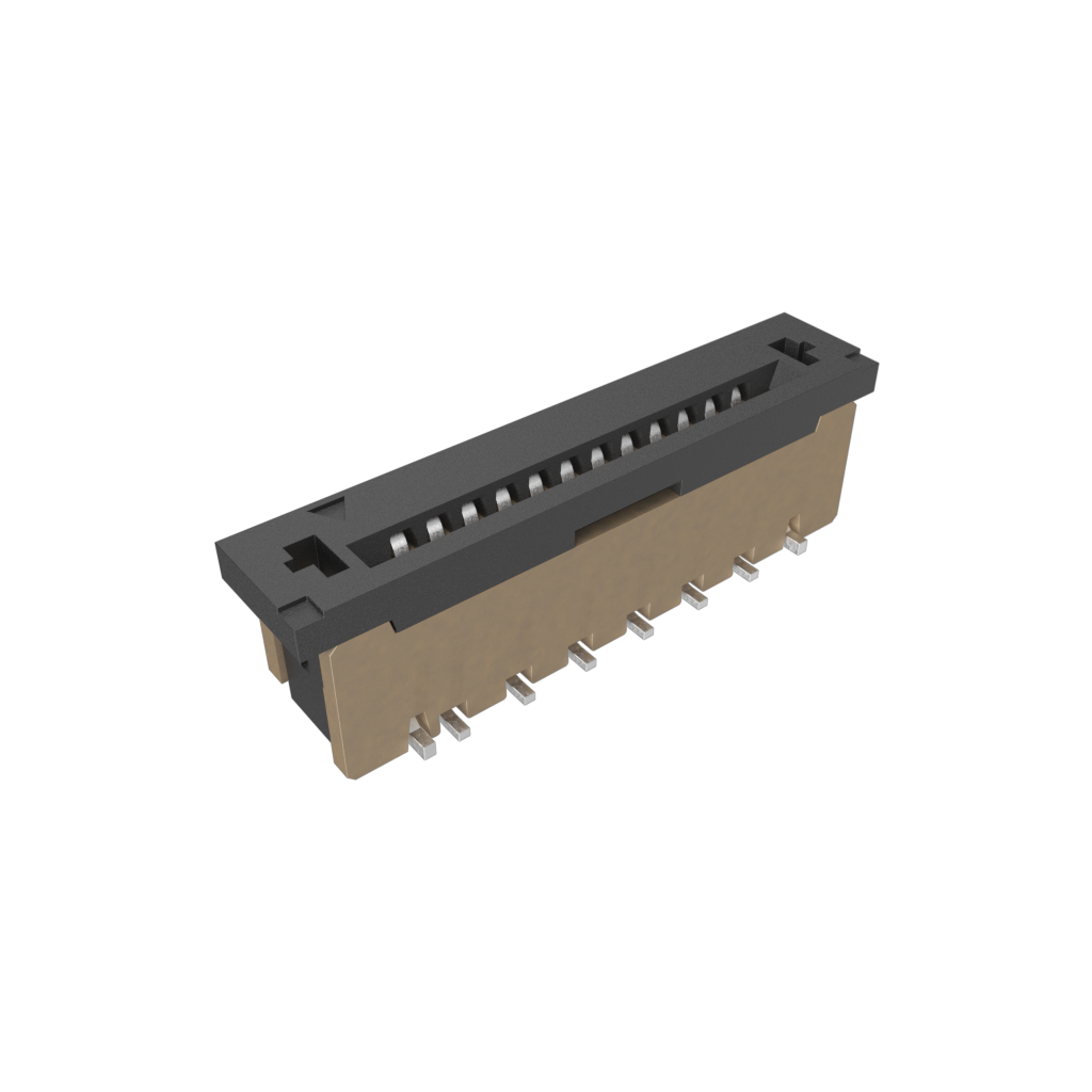 Amphenol Communications Solutions-SFW12S-2STME1LF Connettore FFC-FPC 1.00mm Flex Connector, SFW Straight series, 12 Position, Top Entry Surface Mount, ZIF, with Mount Plate