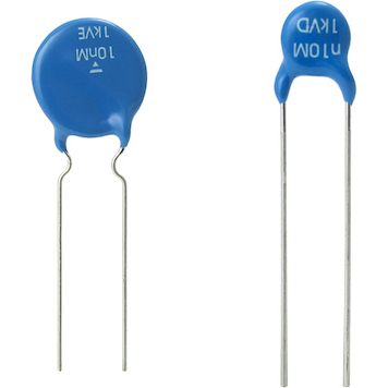 Vishay-HAX222MBABRAKR 单层陶瓷电容器 Cap Ceramic Single 0.0022uF 1000V K10000 20% (7 X 3mm) Radial Disc 5mm 85°C T/R