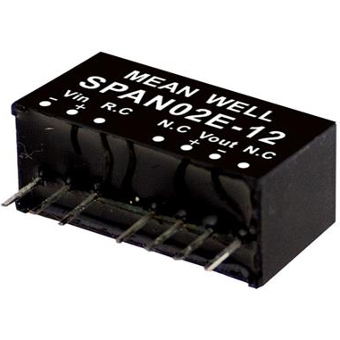 Mean Well Enterprises-SPAN02C-12 Convertidor de CC a CC y módulo del regulador de conmutación Module DC-DC 48VIN 1-OUT 12V 0.167A 2W 7-Pin SIP Module