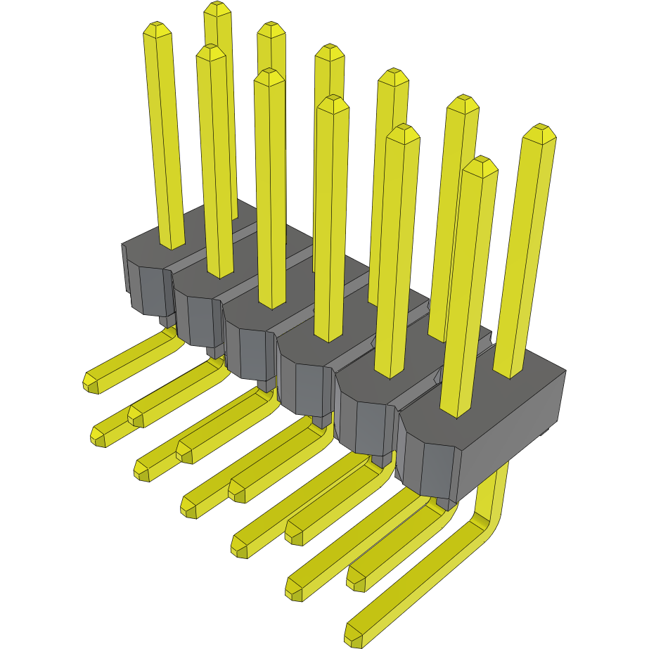 Samtec-TSW-106-25-G-D-RA Connector Headers and PCB Receptacles Conn Unshrouded Header HDR 12 POS 2.54mm Solder RA Side Entry Thru-Hole Bulk
