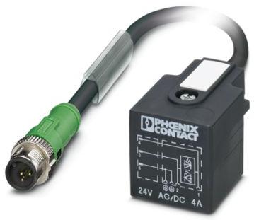 PHOENIX CONTACT-SAC-3P-MS/ 3.0-PUR/A-1L-Z SCO Andere Kabelbaugruppen Sensor/actuator cable, 3-position, PUR halogen-free, black-gray RAL 7021, Plug straight M12 SPEEDCON, A-coded, on Valve connector A, with 1 LED, connected with Z diode, cable length 3 m