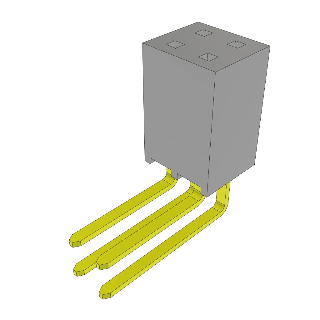 Samtec-SSW-102-03-G-D-RA Connector Headers and PCB Receptacles Conn Socket Strip SKT 4 POS 2.54mm Solder RA Side Entry Thru-Hole Layer