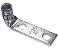 Thomas & Betts-54283UB Steckverbinderanschlüsse Copper Two-Hole Lug, 90 Degree Bend Standard Barrel, Peep Hole, Max 35kV, Wire Size 400 kcmil, 3/8 Inch Bolt Size, 1-1/16 Inch Hole Spacing, Tin Plated, Die Code 76, Die Color Code Blue