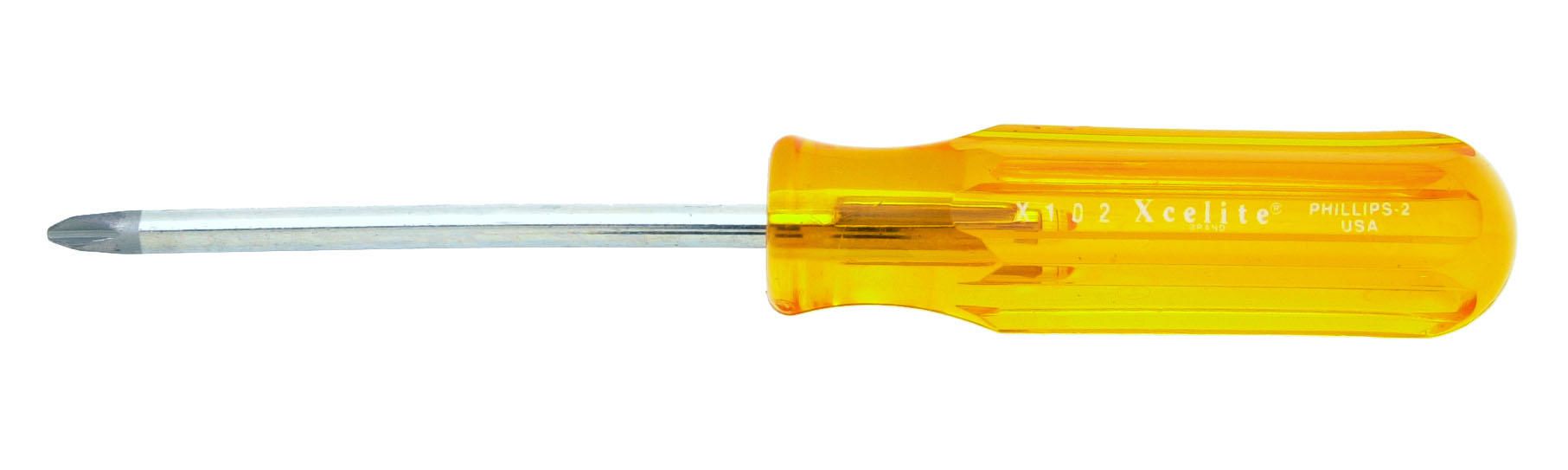 Weller Tools-X102V Screwdrivers No. 2 Phillips® x 4In Round Blade Screwdriver, Amber Handle