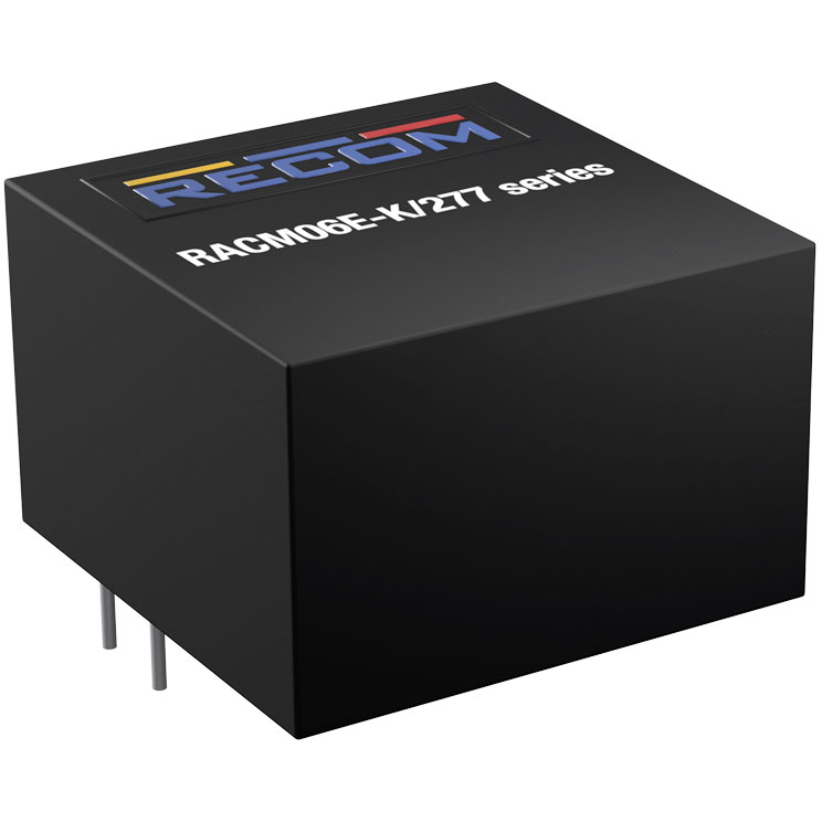 RECOM Power-RACM06E-15SK/277 Alimentazione da CA a CC AC/DC Power Supply Single-OUT 15V 0.4A 6W 4-Pin Tube