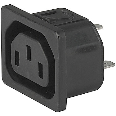 SCHURTER-6600.4215 Connector Power Conn Outlet RCP 3 POS Faston ST Panel Mount 3 Terminal 1 Port Box