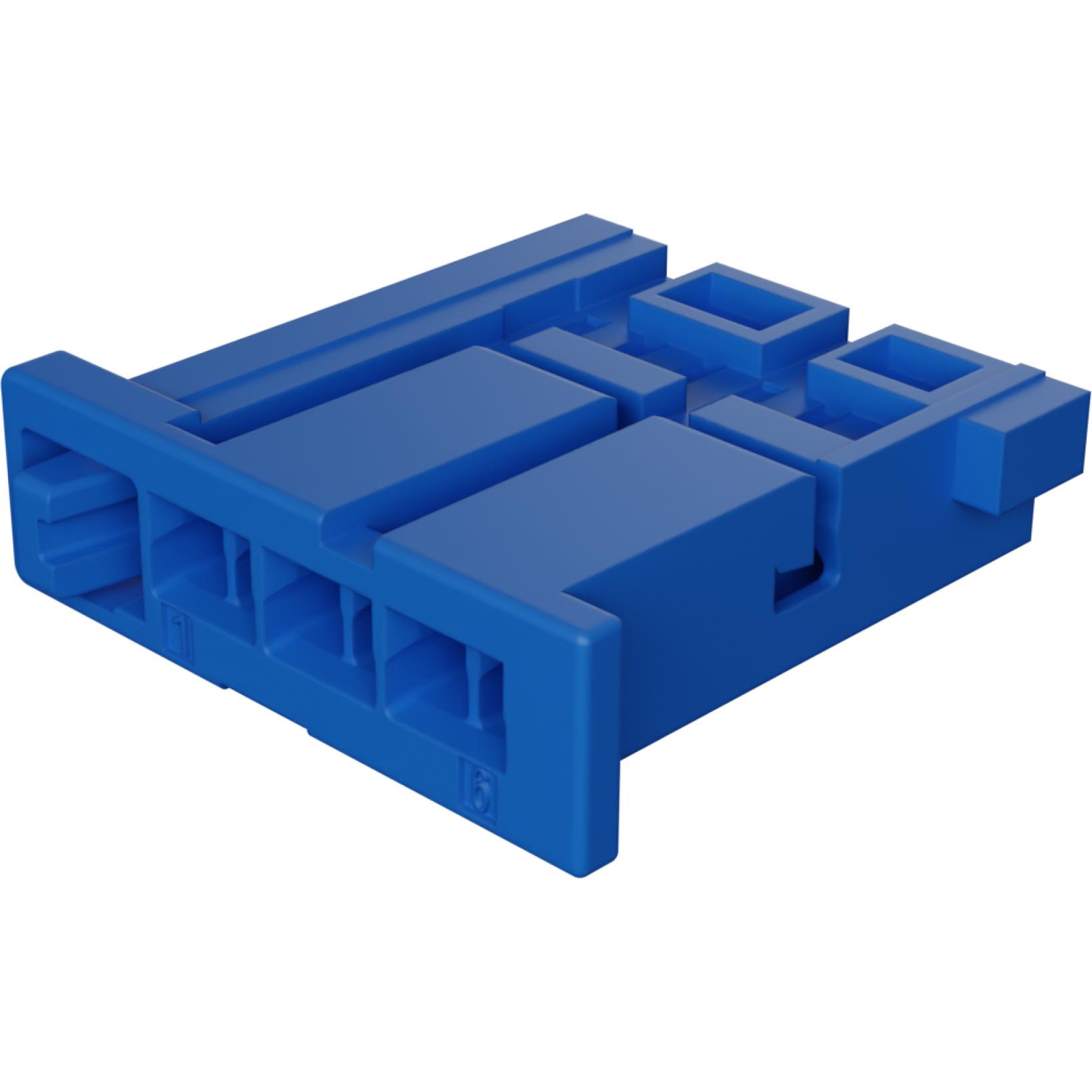 Molex-2058272063 Connector Discrete Wire Housing Conn Housing RCP 6 POS 1.8mm Crimp ST Cable Mount Blue Bag