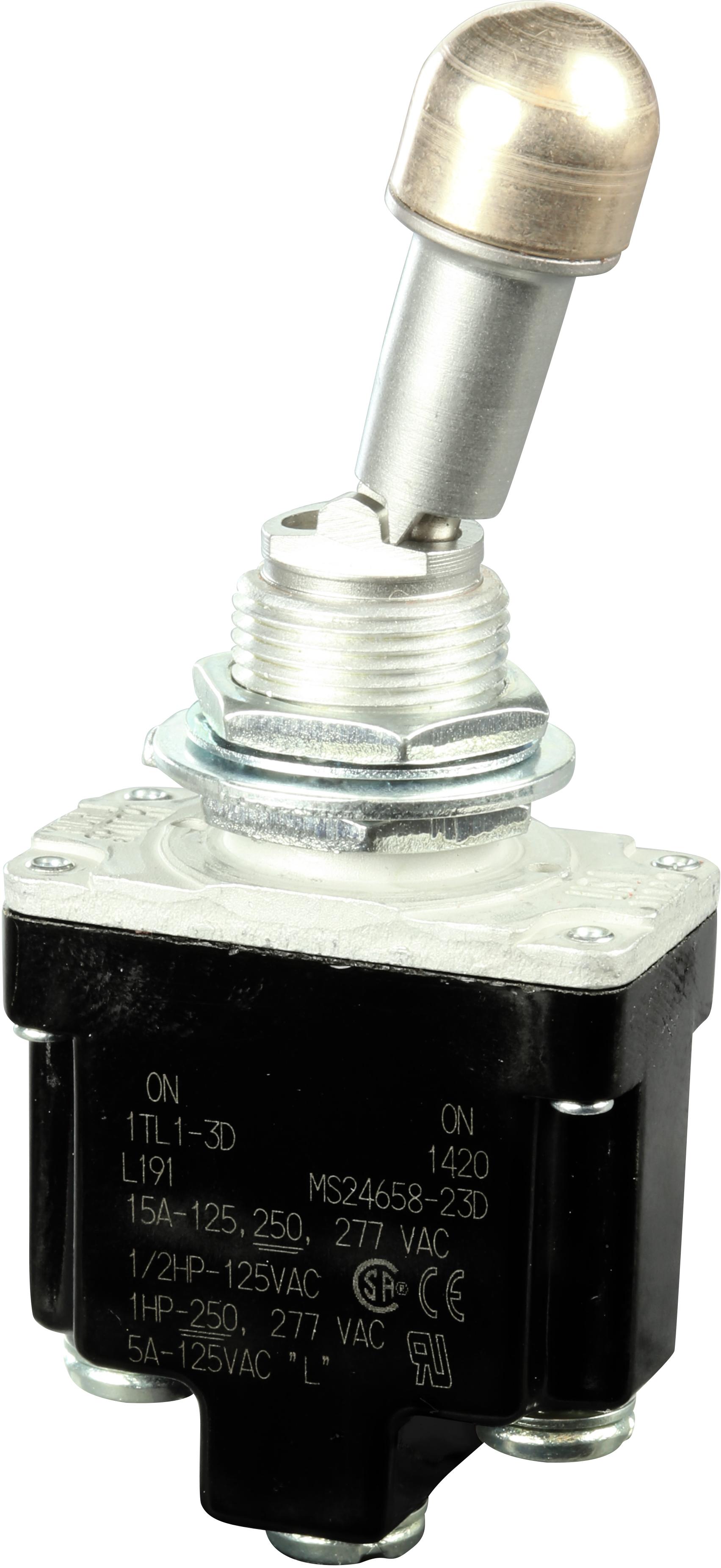 Honeywell-1TL1-3D Interruptor de palanca Switch Toggle ON ON SPDT Locking Lever Screw 20A 277VAC 250VDC Panel Mount with Threads