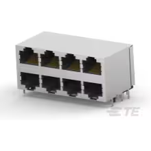 TE Connectivity-5569257-1 Steckverbinder, Telefon und Telekommunikation Conn RJ-45 F 64 POS 1.27mm Solder RA Thru-Hole 64 Terminal 8 Port Cat 5 Tray