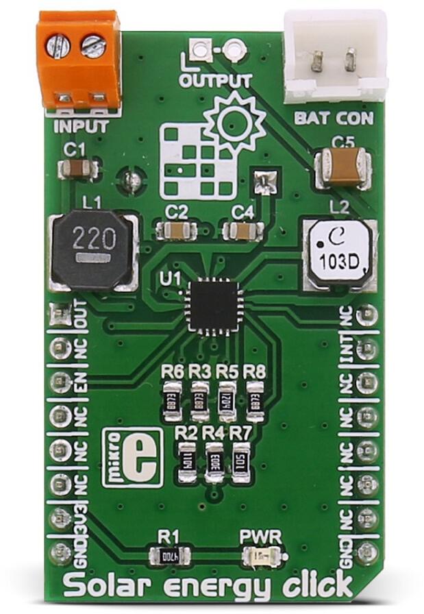 MikroElektronika-MIKROE-2814 Energiemanagement, Entwicklungsplatinen und -kits BQ25570 PMIC Solution Click Board