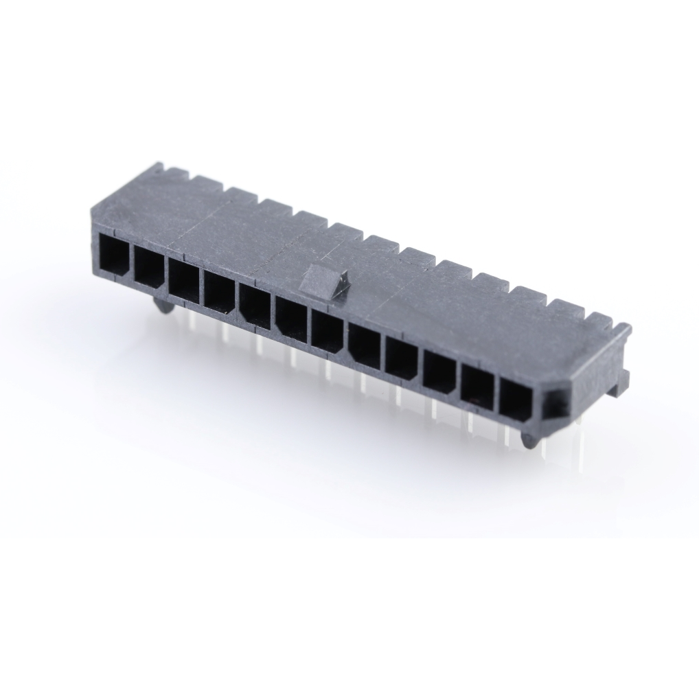 Molex-436501200 Cabezales del conector y receptáculos PCB Conn Wire to Board HDR 12 POS 3mm Solder RA Thru-Hole Tray