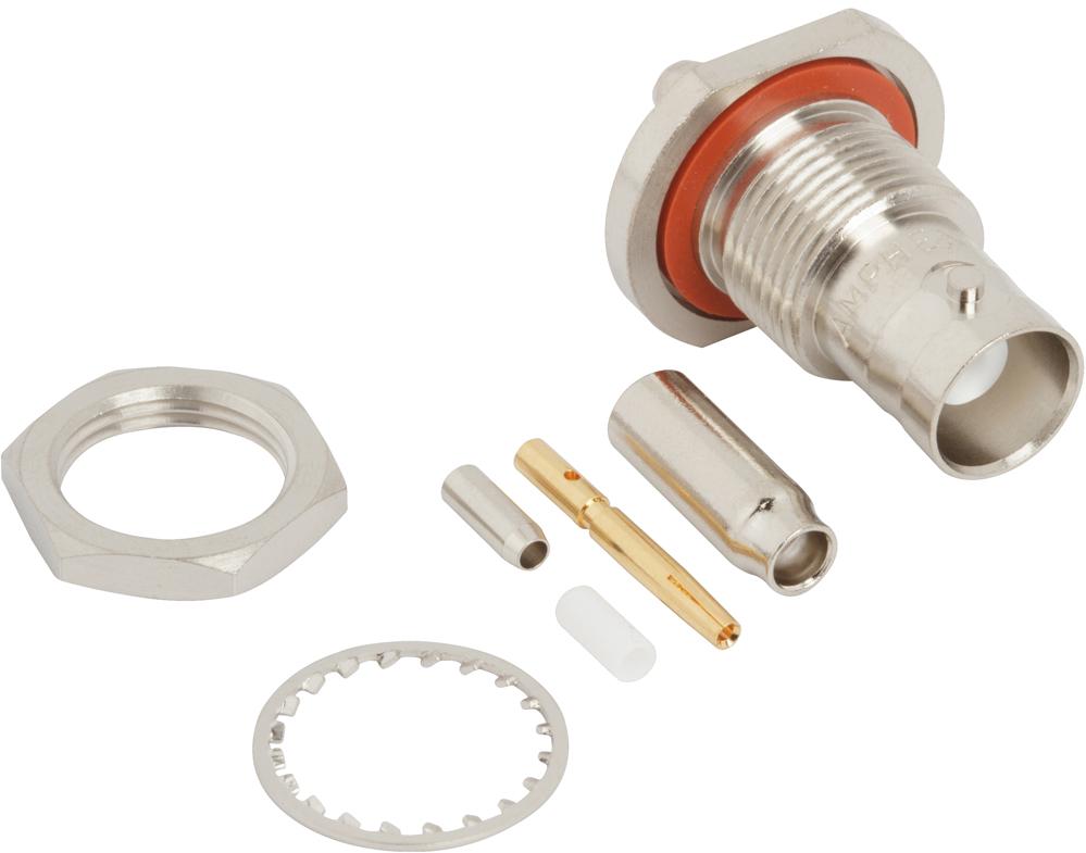 Amphenol RF-31318 射频连接器 Conn BNC 0Hz to 4GHz 50Ohm Crimp ST Panel Mount RCP Gold