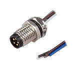4 Pins, Panel Mount, Wire Leads, Front Wire Fastened M8 x 1.0, A-Coding, Screw Copper Alloy, IP67, M8 Male Circular Connector Jack