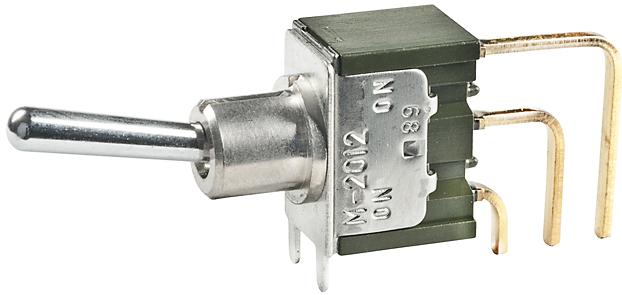 NKK Switches-M2012SA2G40 Switch Toggle Switch Toggle ON None ON SPDT Small Bat Lever PC Pins 0.1A 28VAC 28VDC 0.4VA PC Mount with Bracket