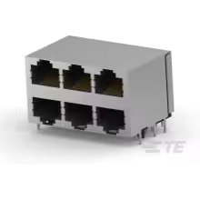 TE Connectivity-5569256-1 Steckverbinder, Telefon und Telekommunikation Conn RJ-45 F 48 POS 1.27mm Solder RA Thru-Hole 48 Terminal 6 Port Cat 5 Tray