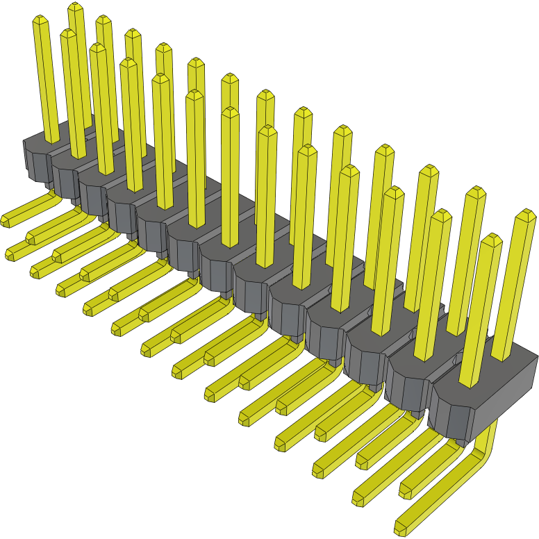 Samtec-TSW-113-25-G-D-RA Connector Headers and PCB Receptacles Conn Unshrouded Header HDR 26 POS 2.54mm Solder RA Side Entry Thru-Hole Bulk