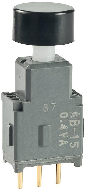 NKK Switches-AB15AP-HA Druckknopfschalter Switch Push Button ON (ON) SPDT Round Plunger 0.1A 28VAC 28VDC 0.4VA Momentary Thru-Hole PC Pins