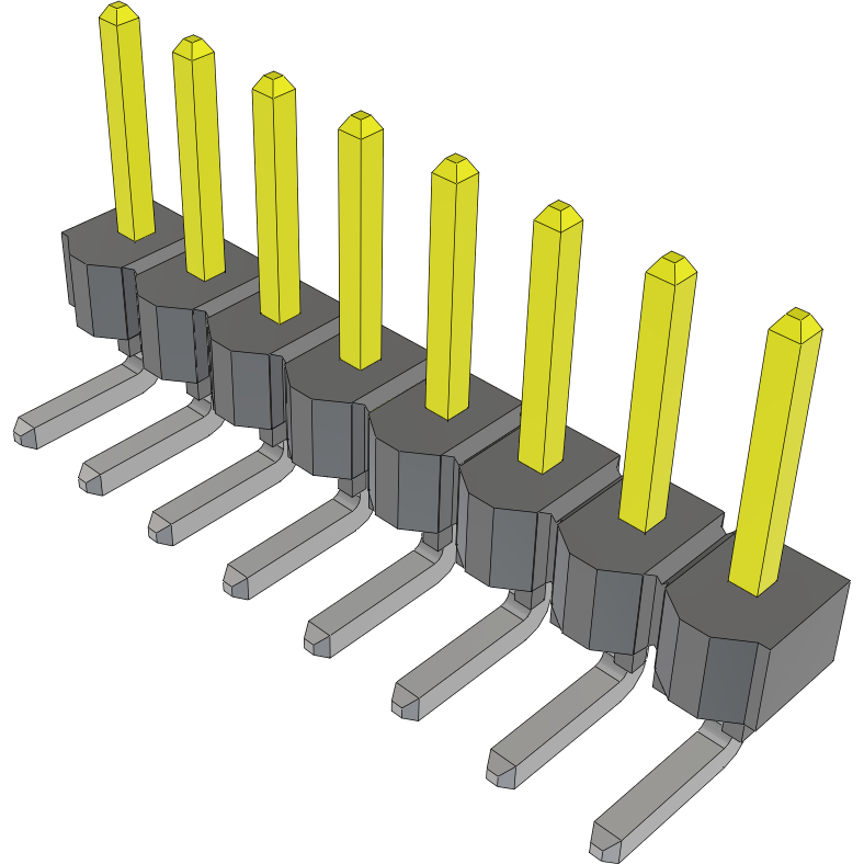 Samtec-HTSW-108-08-S-S-RA Connector Headers and PCB Receptacles Conn Unshrouded Header HDR 8 POS 2.54mm Solder RA Side Entry Thru-Hole Bulk