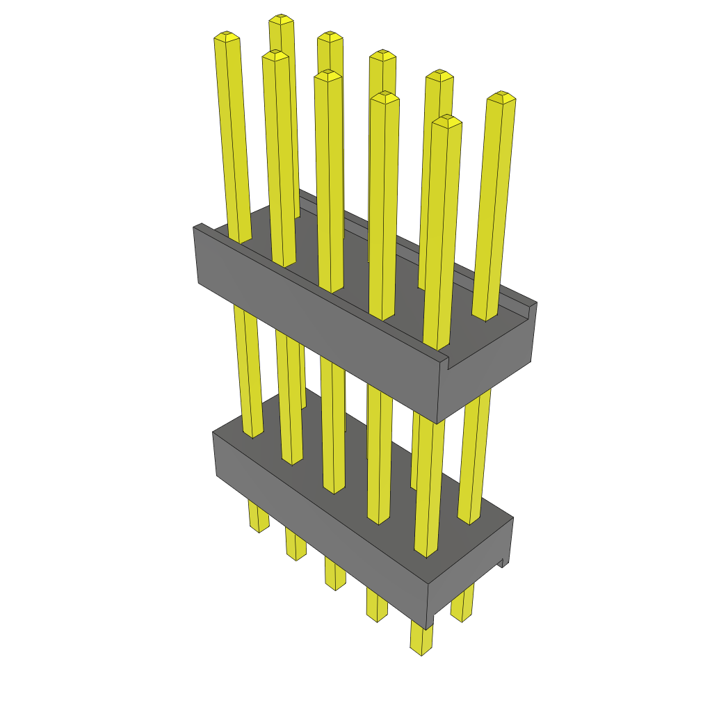 Samtec-ZW-05-11-L-D-500-130 Cabezales del conector y receptáculos PCB Conn Board Stacker HDR 10 POS 2.54mm Solder ST Top Entry Thru-Hole Bulk