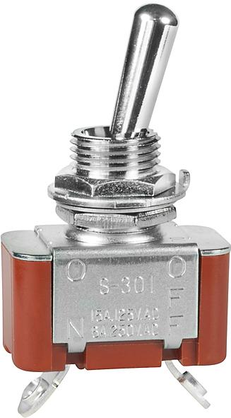 NKK Switches-S301 Switch Toggle Switch Toggle ON None OFF SPST Round Lever Solder Lug 20A 250VAC 30VDC Panel Mount with Threads