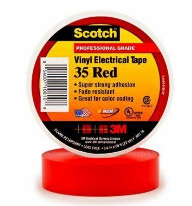 3M-35-RED-1/2X20FT Bänder und Klebebänder Vinyl Color Coding Electrical Tape 35, 1/2 IN