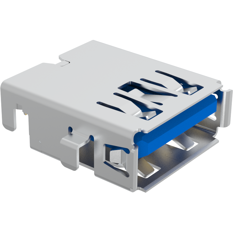 Amphenol-GSB311R371C1HR Connector USB USB 3.2 A GEN1 Right Angle Sink Dip 30 And Mu Inch Gold Blue TL 3.0mm H 2.36mm