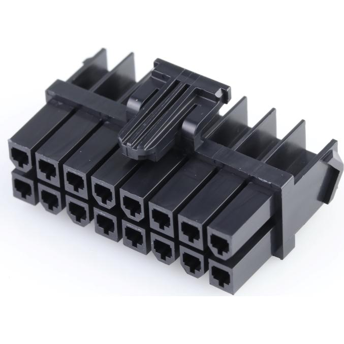 Molex-1727080016 Gaine de câblage de raccordement discret Conn Housing RCP 16 POS 4.2mm Crimp ST Cable Mount Black Mini-Fit Jr Bag