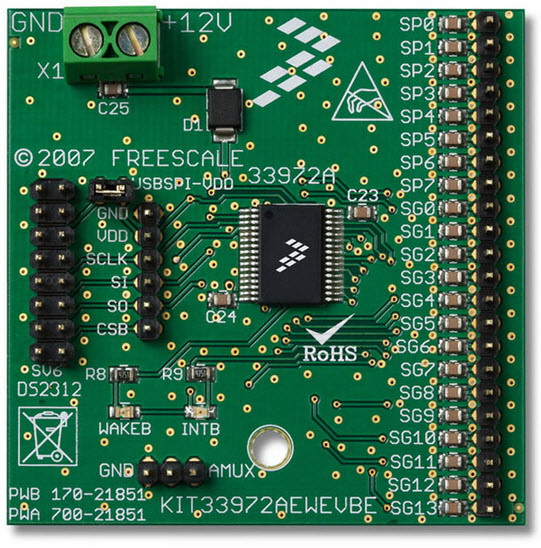 NXP Semiconductors-KIT33972AEWEVBE Herramientas y kits de desarrollo MC33972 Specialized Interface Evaluation Board Automotive AEC-Q100