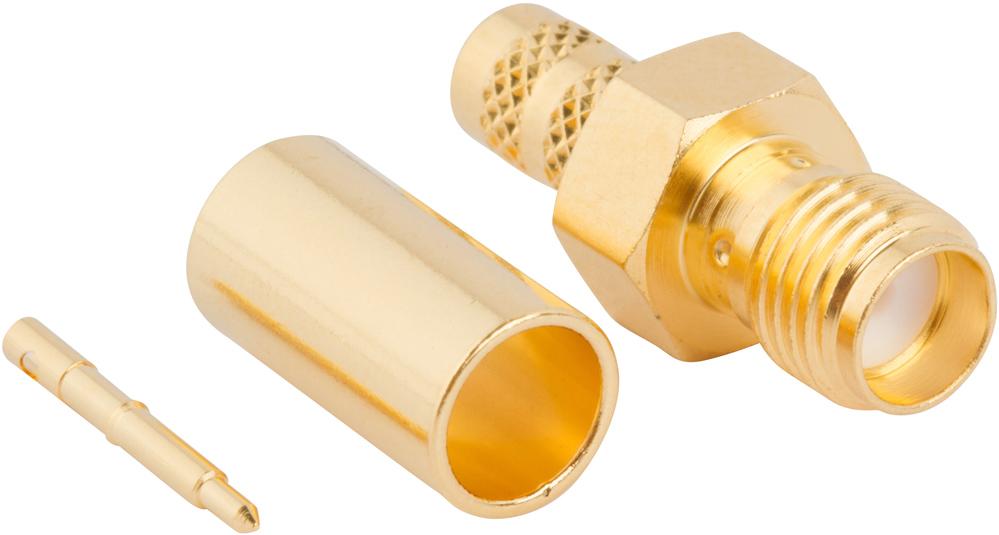 Amphenol RF-132236RP Connector RF Conn SMA 0Hz to 12.4GHz 50Ohm Crimp ST Cable Mount RCP Gold