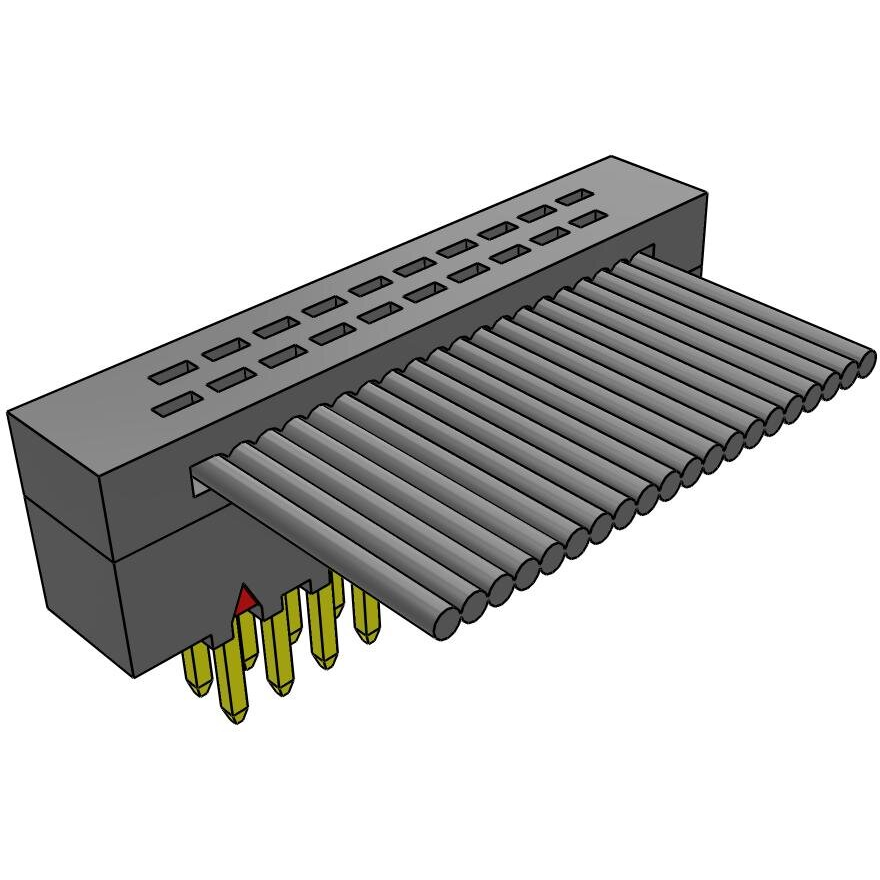 Samtec-FFMD-10-01 Embases de raccordement et réceptacles PCB Conn IDC Connector HDR 20 POS 1.27mm IDT RA Cable Mount Tube