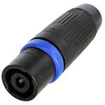 4 pole male cable connector, black metal housing, chuck type strain relief