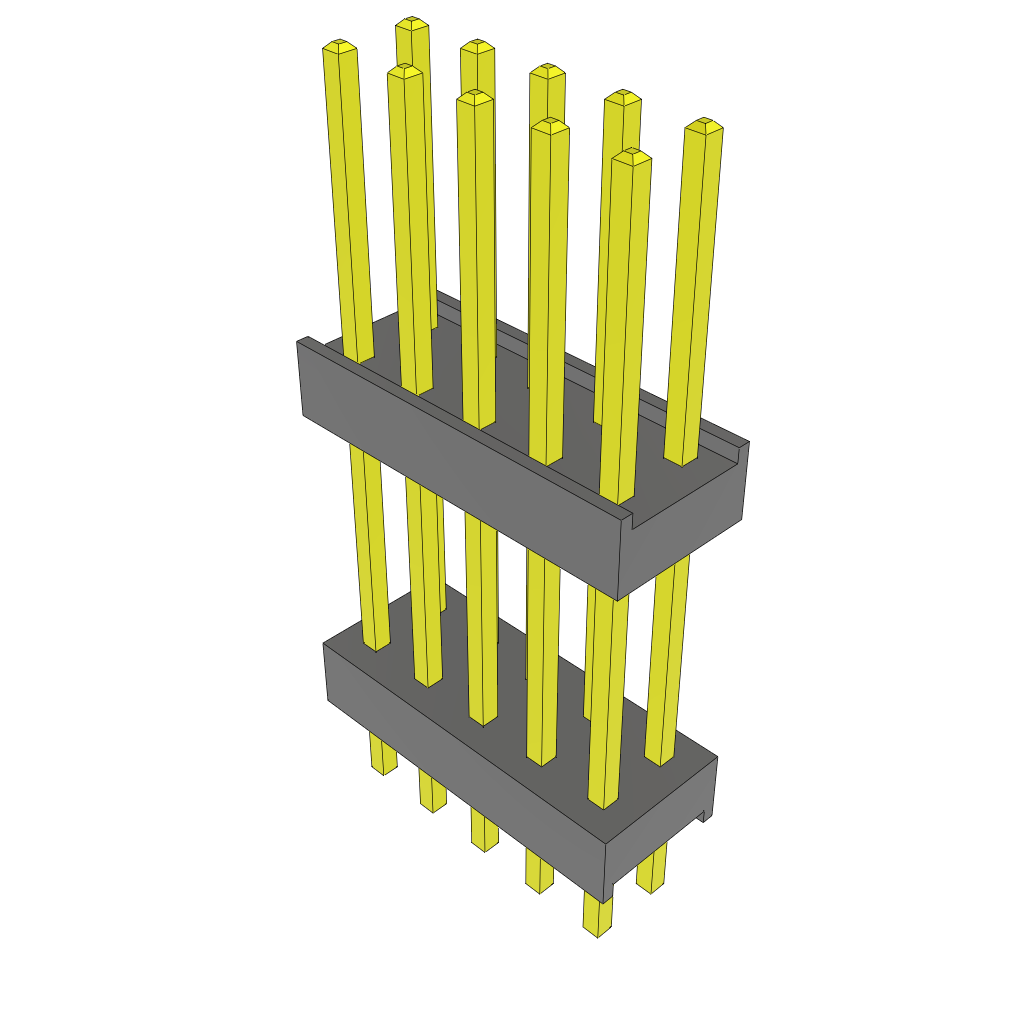 Samtec-ZW-05-12-L-D-550-130 Connector Headers and PCB Receptacles Conn Board Stacker HDR 10 POS 2.54mm Solder ST Top Entry Thru-Hole Bulk