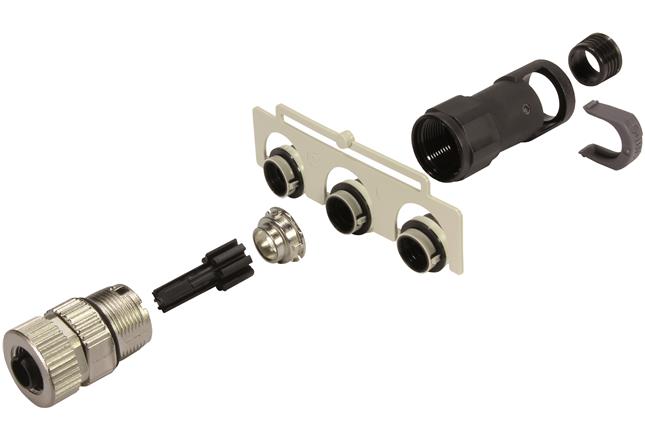 HARTING-21038122511 Steckverbinder, rund M12-L fem. 5p A-cod. with conduit M17x1