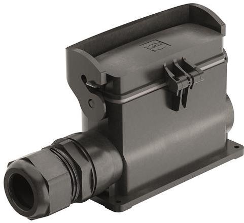 HARTING-19433240256 Schrumpfbalgenadapter Surface Mount Housing 90° 24B Shell Size Glass Filled Nylon/Glass Filled Polyamide Single Lock Han-Eco®