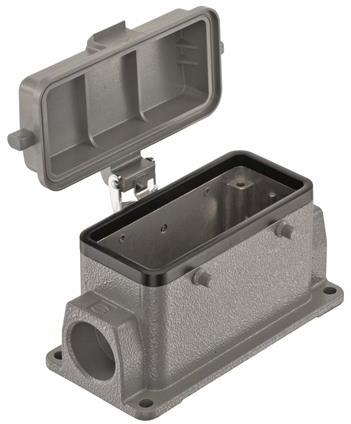 HARTING-19300161226 Schrumpfbalgenadapter Box Mounting Base 90° 16B Shell Size Powder Die Cast Aluminum Double Lock Han®