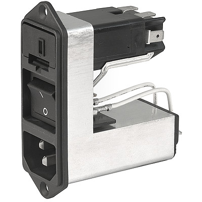 SCHURTER-CDE4.4101.151 Moduli di ingresso potenza Power Entry Module Filtered M 3 POS 250VAC 6A Fuse/Switch/Voltage Selector ST 1 Port