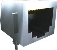 Samtec-MODS-D-8P8C-L-TH Connector Telephone and Telecom Conn Modular Jack F 8 POS 1.27mm Solder RA Thru-Hole 8 Terminal 1 Port Cat 3 Tray