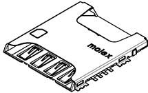 Molex-1042220820 Tarjeta de memoria del conector micro-SIM Card Socket without Detect Switch, 1.20mm Height, Push-Pull, Surface Mount, 8 Circuits