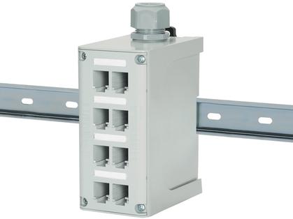 Panduit-FDME8RG Connector Fiber Optics 8-Port DIN Rail Fiber Optic Enclosure Provides Enclosed Fiber Protection for Terminated Gray